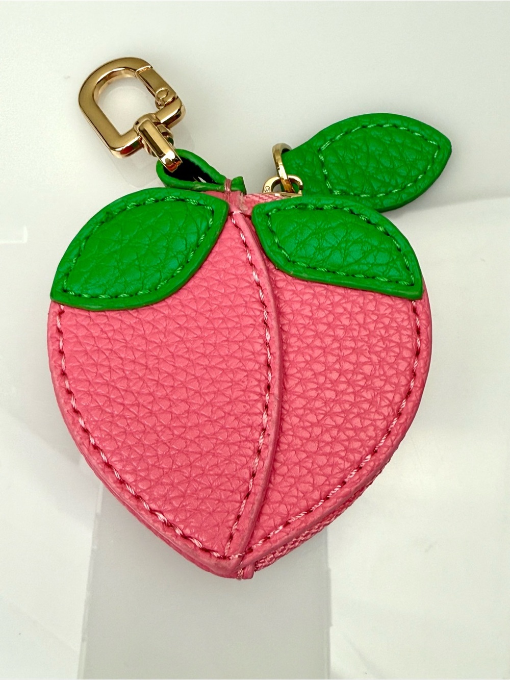 Pink Peach Fruit Micro Mini Bag Charm Coin Purse Keychain - Picture 12 of 14